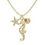 S925 Sterling Silver Ocean Series Starfish Shell Seahorse Pendant Necklace