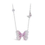 S925 Sterling Silver Gradient Red Corundum Butterfly Necklace