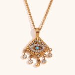 Teardrop Tassel Evil Eye Pendant Necklace