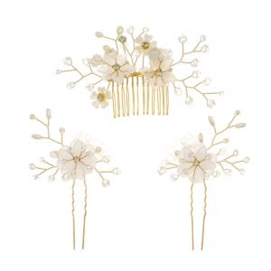 3Pcs Vintage Pearl Hair Comb Set