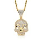 micro-inlaid zircon skull pendant