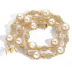 Diamond and Pearl necklace bracelet
