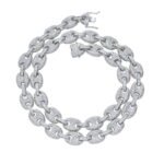Iced Out Cubic Zircon Coffee Bean Chain White Gold Plated Necklace Bracelet