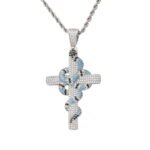 cross snake pendant  micro-paved zircon necklace