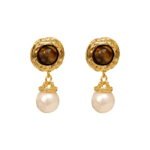 Murad Style Tiger Eye Freshwater Pearl Earrings