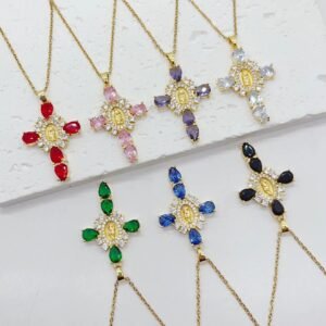 Virgin Mary Cross Pendant Necklace
