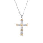 Two-tone Punk Zircon Cross Necklace