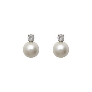 White Gold Pearl Earrings