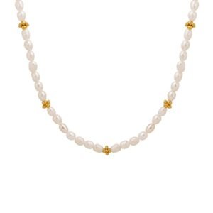 Freshwater Pearl Necklace with Gold Charms 38CM