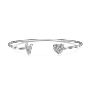 S925 Sterling Silver Heart Initial Bracelet