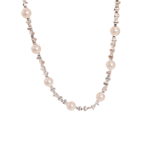 Spliced Silver Imitation Pearl Necklace 40cm