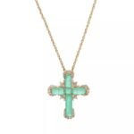 Green Zircon Cross Necklace Niche Personality Design