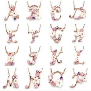 S925 Sterling Silver Initial Necklaces White Butterfly Shell Aphabet Necklace