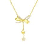 S925 Sterling Silver Bow Pendant Necklace
