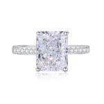 S925 sterling silver square gemstone ring
