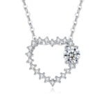 S925 sterling silver heart shaped hollow necklace