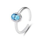 S925 sterling silver zircon adjustable ring