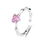 S925 sterling silver pink adjustable ring