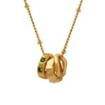 Pendant Inlaid With Zircon Trendy Personality Accessories Three-Ring Necklace