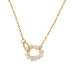 Vintage Hoop Oval Freshwater Pearl Pendant Necklace