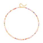 Summer Color Zircon Natural Stone Beaded Natural Freshwater Pearl Necklace