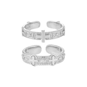 S925 Sterling Silver Cross Ring Adjustable