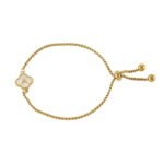 Shell Four-Leaf Clover Initial Bracelet