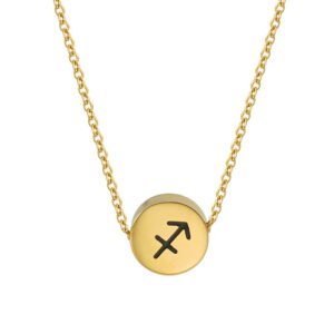 Round 12 Zodiac Symbol Pendant Necklace