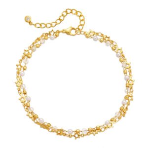Five-Pointed Star Chain Pearl Anklet