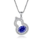 S925 Silver Zircon Gourd Pendant-j