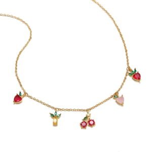 Colorful zircon mixed fruit necklace Birthday Gifts Summer jewelry