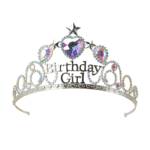 Birthday Crowns for Girls with Birthstone Heart Princess Tiara for Birthday Party
