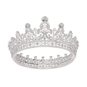 Silver Crowns for Women White Rhinestone Tiaras for Wedding Bridal Hair Accessories