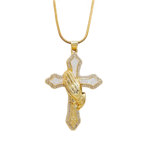 Gold Cross Necklace Crucifix Pendant with Stainless Steel Snake Chain