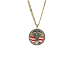 American Flag Eagle Necklace Patriotic Pendant with 20in Stainless Steel Cuban Chain