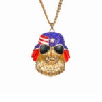 Dog Pendant with 24in Cuban Chain American Flag Hip Hop Jewelry - Stylish Men Necklace