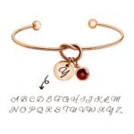 Stainless initial charm bracelets with birthstones