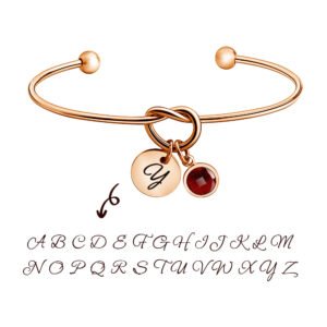Stainless initial charm bracelets with birthstones