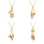 Gold Retro Hand-Shaped Pendant Necklace Personality
