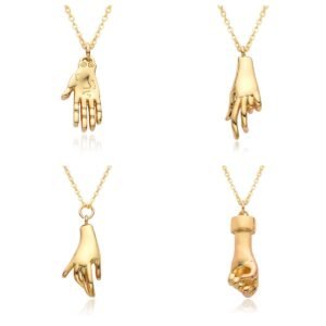 Gold Retro Hand-Shaped Pendant Necklace Personality