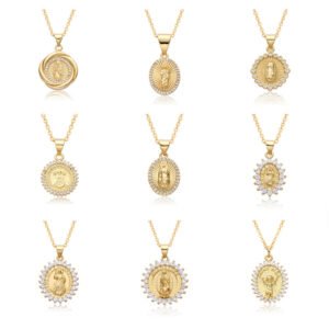 Zircon Catholic Virgin Mary Pendant Necklace Women's Jewelry