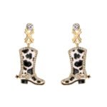 Enamel Classic Retro Western Cowboy Boot Earrings