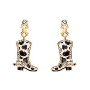 Enamel Classic Retro Western Cowboy Boot Earrings