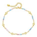 18k Gold Plated Heart Chain Colorful Crystal Anklet