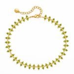 18k Gold Plated Green Glass Anklet Summer Holiday Leisure Style Natural