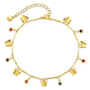 18k Gold Plated Butterfly Enamel Anklet