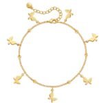 18k Gold Plated Butterfly Anklet For Women