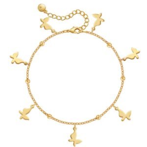 18k Gold Plated Butterfly Anklet For Women
