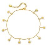 18k Gold Plated Daisy Pendant Anklet For Women