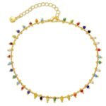 18k Gold Plated Bohemian Style Acrylic Bead Pendant Anklet For Women